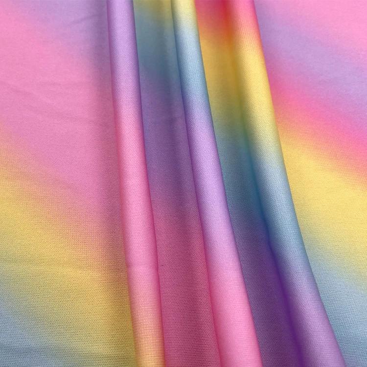 Recycle Tulle Fabric for Wedding Dress Rainbow Transparent Gradient Fancy Soft Knitted 100% Nylon Upholstery Fabric Tricot Dyed