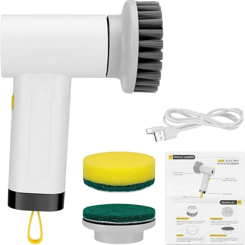 Kitchen Cleaning Tool USB 4 in 1 Cleaner Bathroom Bathtub Clean Brush Spin Scrubber Electric Cleaning Brush to Dishwashing Sink