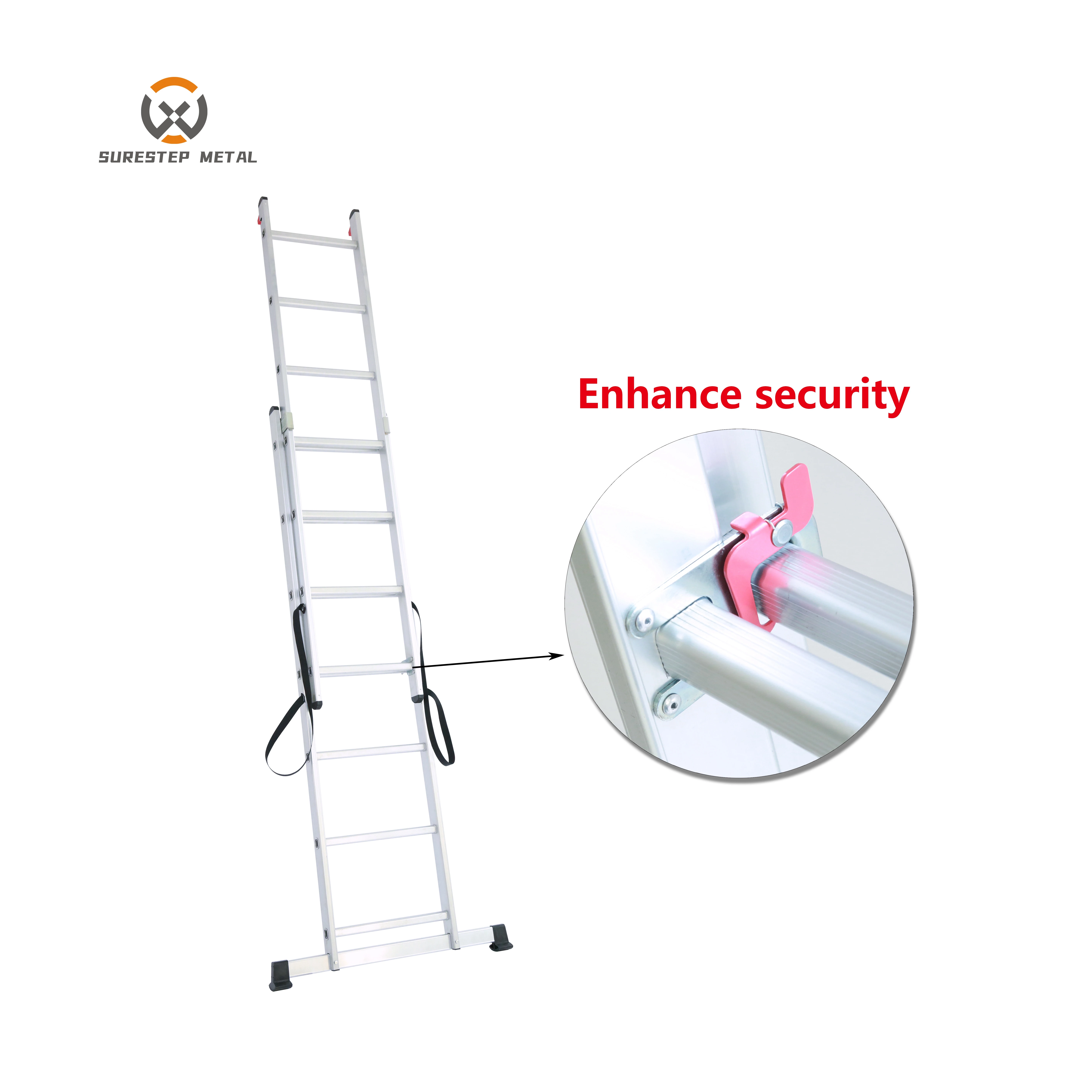 Manufacture aluminium Telescopic extension Firefighting Rope Ladder  Folding Extension Ladder