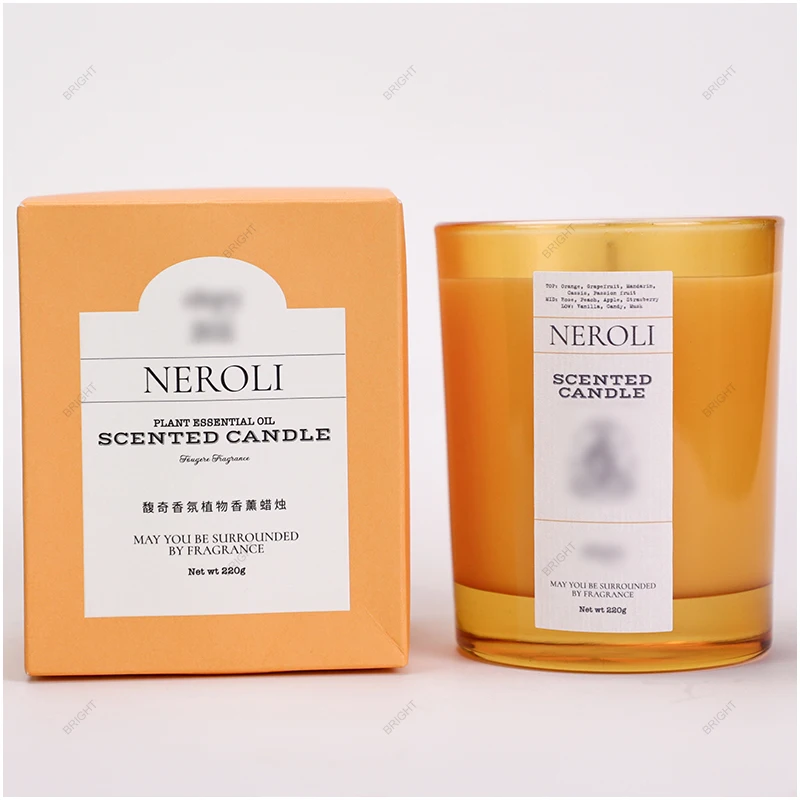 Custom luxury candle vessels unique scented candle glass jars 10oz candle jars with lids and boxes