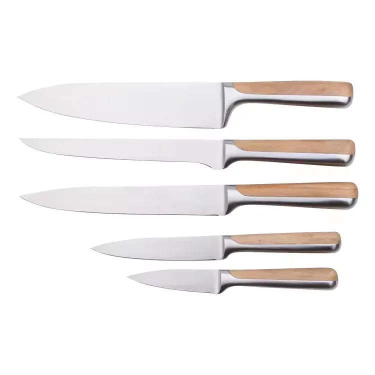 7 Pcs   knife block set Sharp Kitchen Use Stainless Steel Forged Handle Knife Set With Beech Wood Block With Sharpener