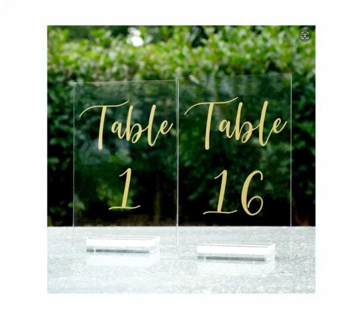 Yageli wholesales  custom clear restaurant table number 1-20 with good price