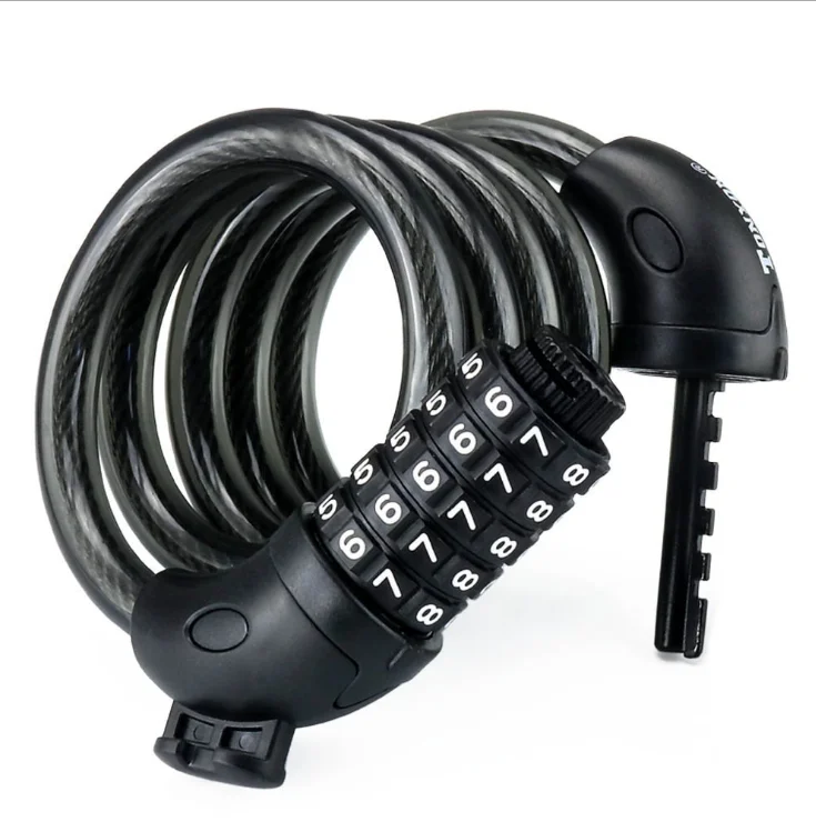 SINO Wholesale Bike Lock 5 Digit Combination Adjustable Cable Bicycle Lock Bicycle parts