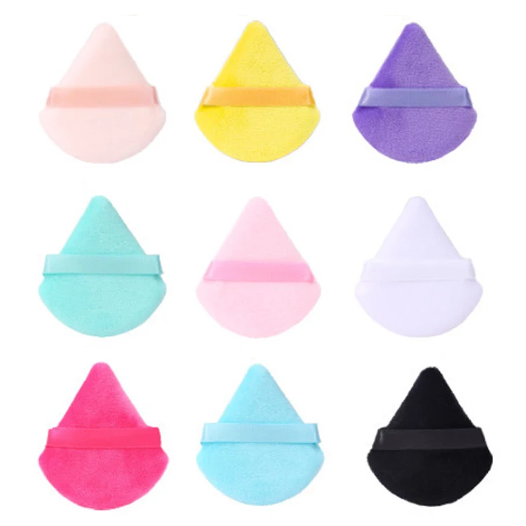 Custom Logo Beauty Tool Cotton Makeup Setting Powder Puffs Velvet Cosmetic Puff Face Soft Velour Triangle Powder Puffs