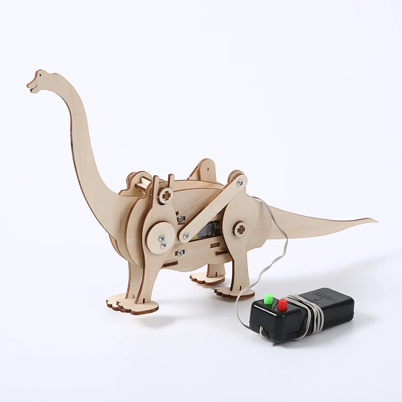 DIY science technology engineering maths 3d dinosaur puzzle Toys STEM remote controlled Mechanical dinosaur Model