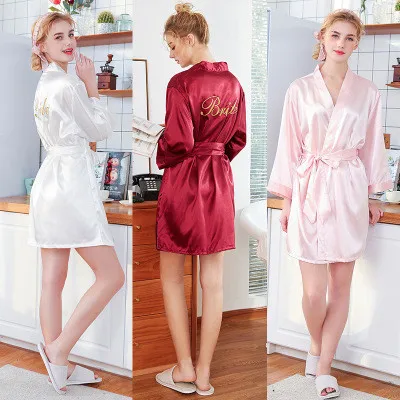 OEM women satin wedding robe Party dress gown Bridesmaid