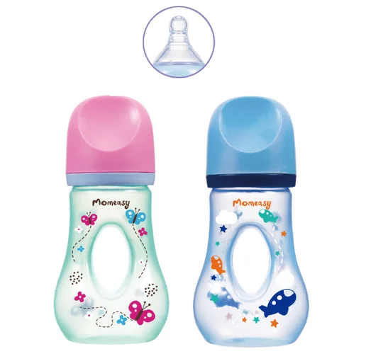 Wide neck baby bottle with special body design China baby feeding bottle in bulk PP milk bottle brands with nipple