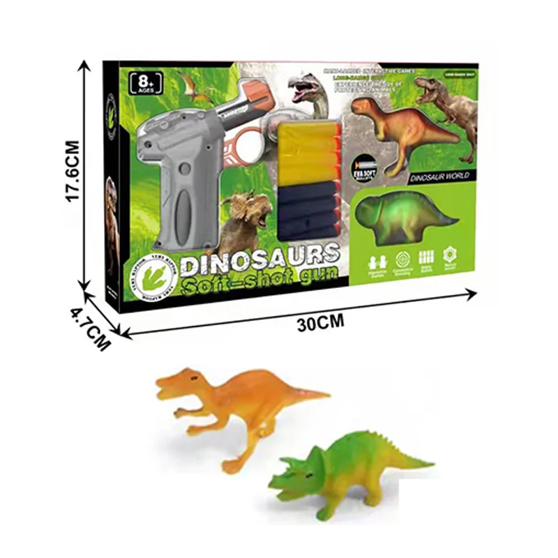 for kid outdoor activity game soft bullet gun with little dinosaur target accessories