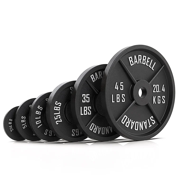 FitFirst Standard Black Metal Free Weight Barbell 2 inch Plate Disks All Sizes Available