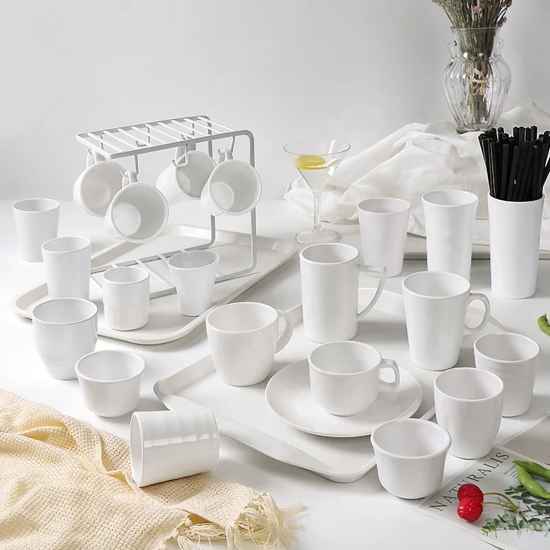 custom luxury blanks 8.5oz Melamine simple white sublimation mug coffee cup