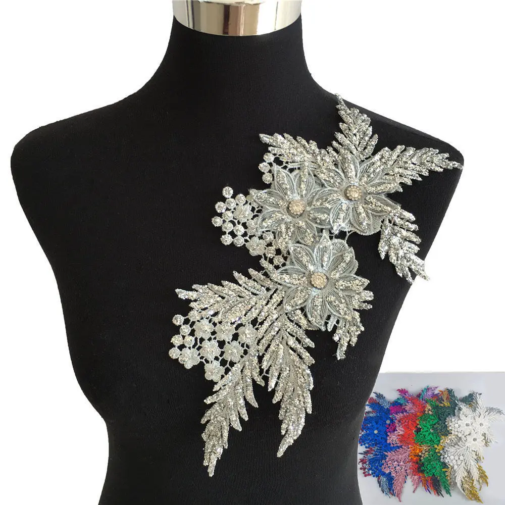 New Design Embroidery DIY Garment Clothes Sewing 3D Flower Bead Lace Applique