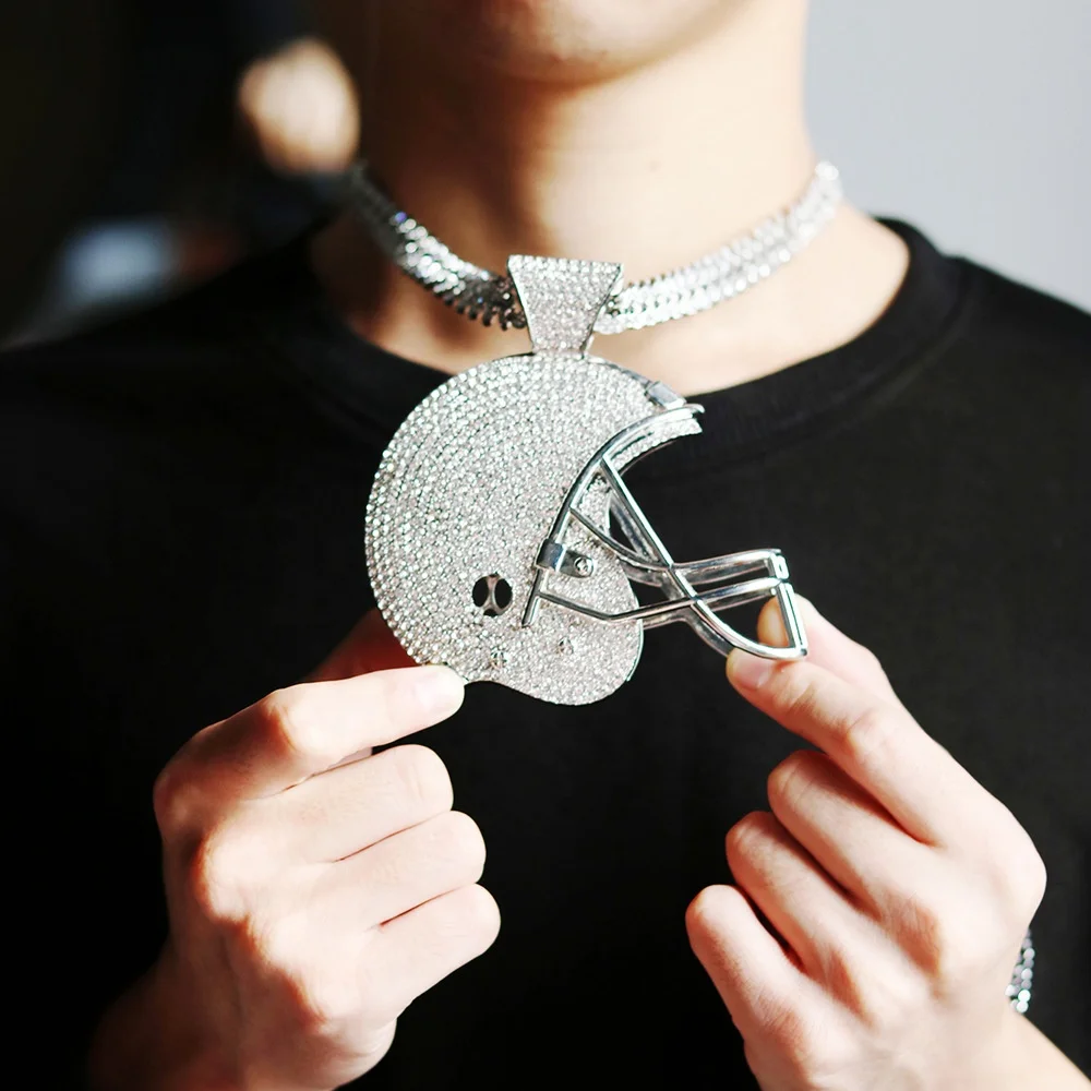 Three-dimensional full diamond exaggerated hip-hop big pendant, hockey cap pendant, hipster street pendant