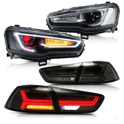 Двойной луч DRL для Lancer Devil Eyes Halo Фары и задние фонари 2008-2017 для Mitsubishi Lancer EVO X