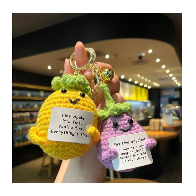 Positive Vegetable Family Knitting Gift Cute Crochet Desk Accessory Positive Pickle Potato Tomato Carrot Eggplant Handmade Gifts