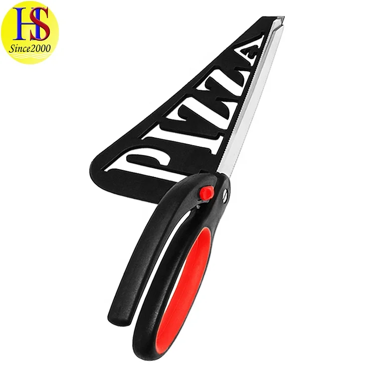 Safety Lock 2 In 1 Metal Big Pizza Cutting Scissors with Serving Spatula