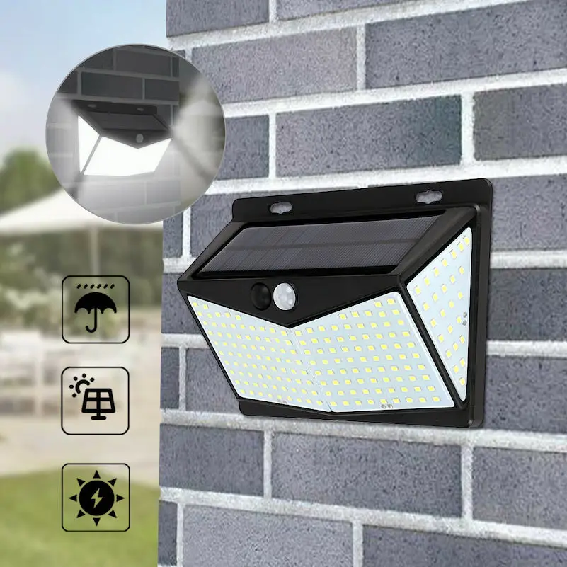 228 LED Solar Motion Sensor Wall Lamp 3 Modes 270 Degree Lighting Angle Security Light IP65 Waterproof Wall Lights Solar Powered