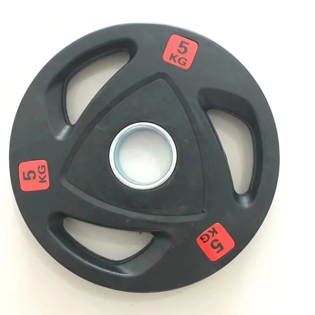 3 Holes Black Rubber Coated   weight lifting plate
