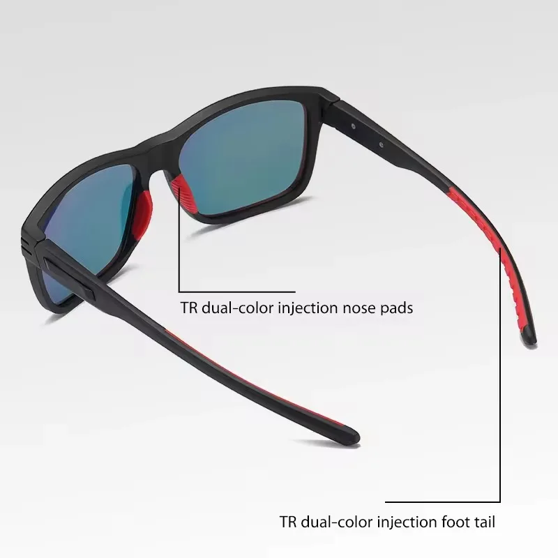 Rectangle Driving Dual Color Injection High Tech Sports Square Rubber Temple Tip Sunglasses Custom Logo Sunglasses