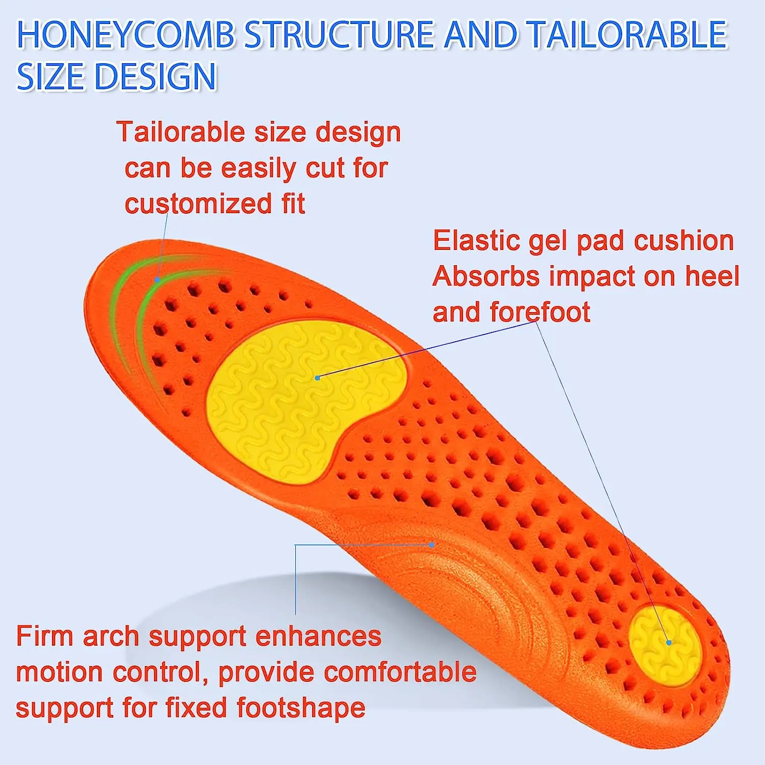 Insoles for Men and Women- Shock Absorption Cushioning Sports Comfort Inserts, Breathable Shoe Inner Soles for Running Walking
