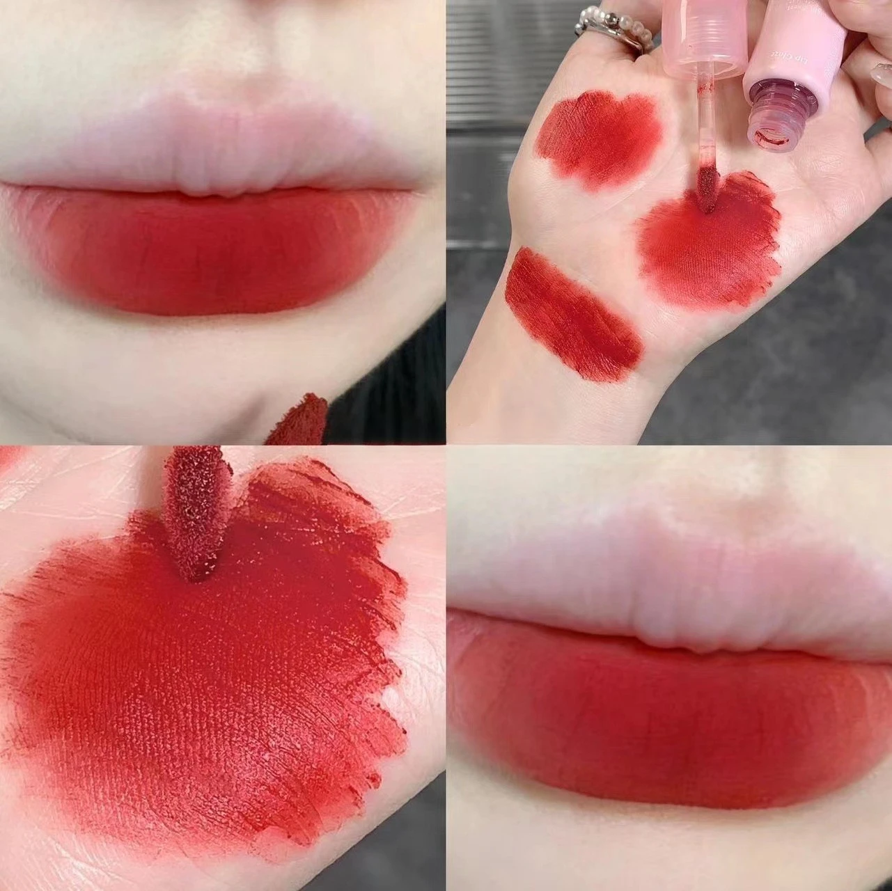 Private Label Vegan Organic Non-Stick Waterproof Lip Gloss Set Long Lasting Liquid Color Pink Red velvet Matte Lip Glaze
