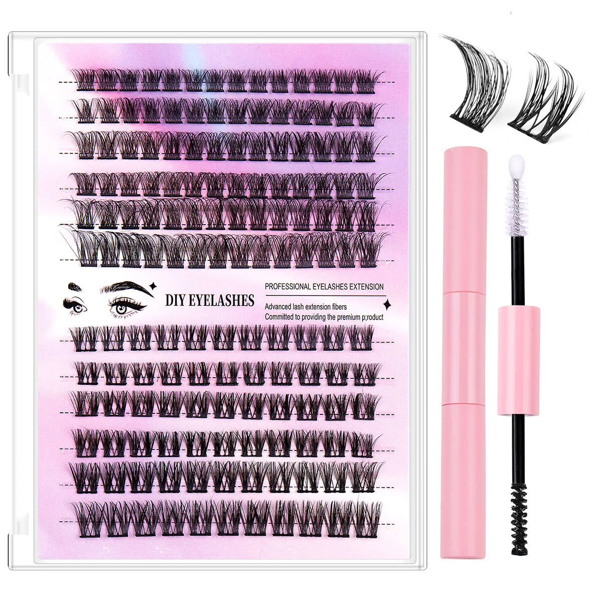 30D 40D 9-16MM Mix DIY Lash Extension Kit Individual Lash Bond Seal Remover Lash Applicator Bulk Cluster Eyelash Extension Kit