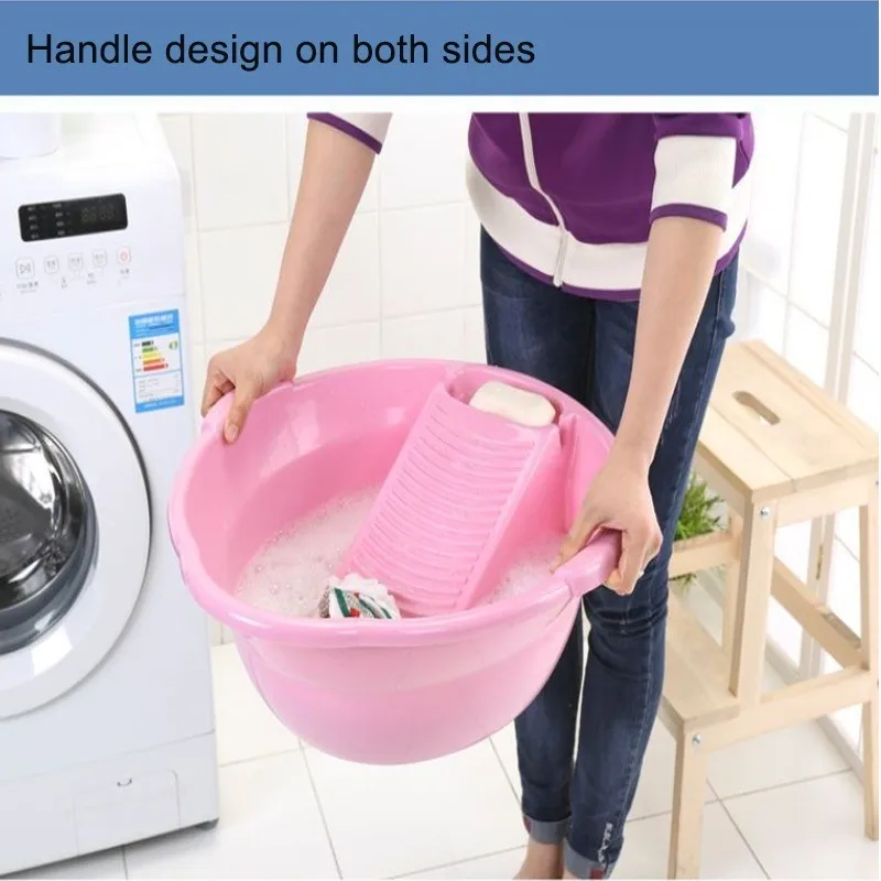 Plastic Washtub with Washboard Laundry Tub Thickened Washing Baby Underwear Scrubboards