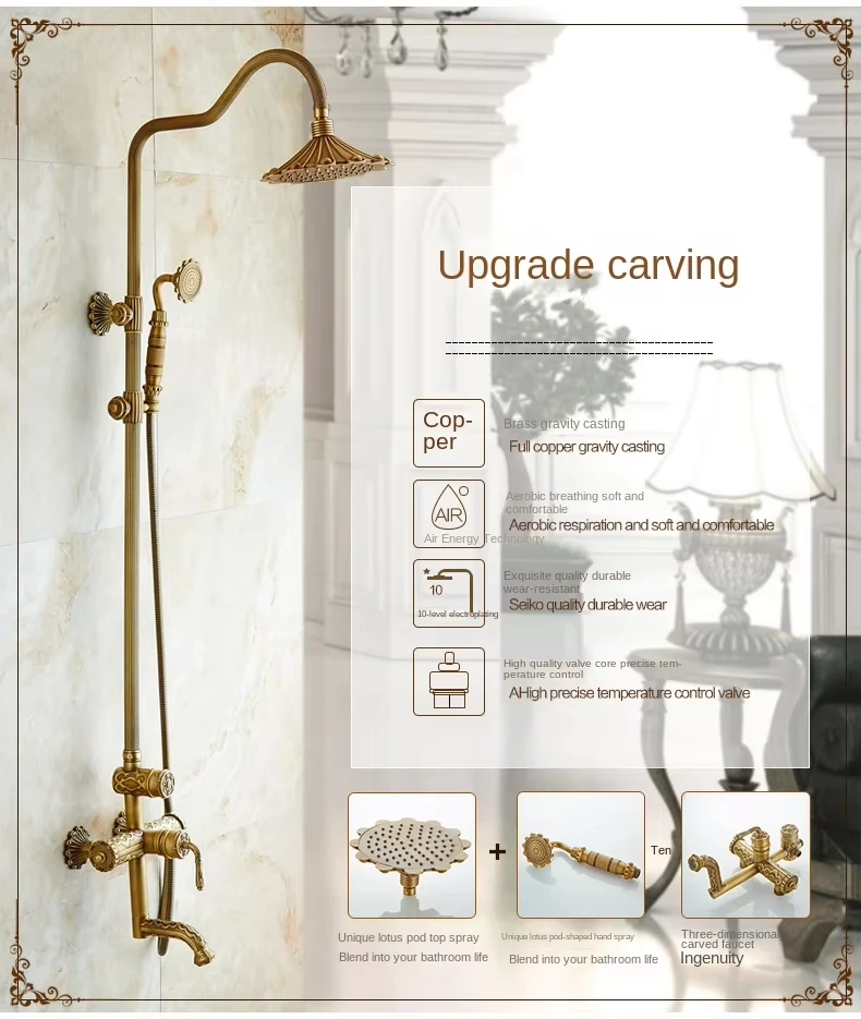 High Quality Faucets Rain Tap Set Luxury Solid Copper Hand Washroom Toilet Bath Bathroom Shower Sets With Head Shower