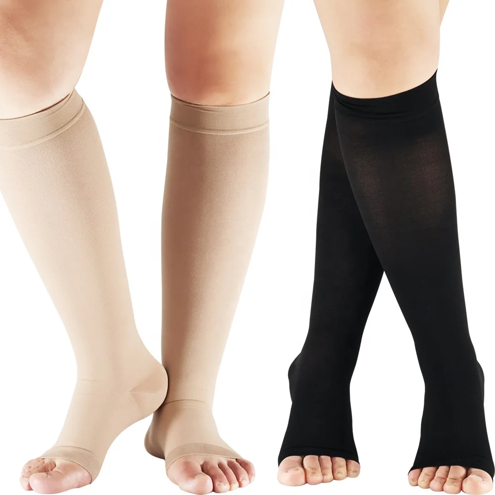 Knee High Graduated Compression Socks Physical Therapy Surgery Stocking Open Toed 23-32mmHg