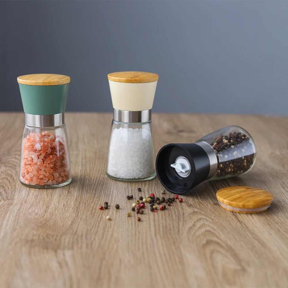 Factory Wholesale Manual Colorful Adjustable Ceramic Burr Dry Spice Mills Salt and Pepper Grinders