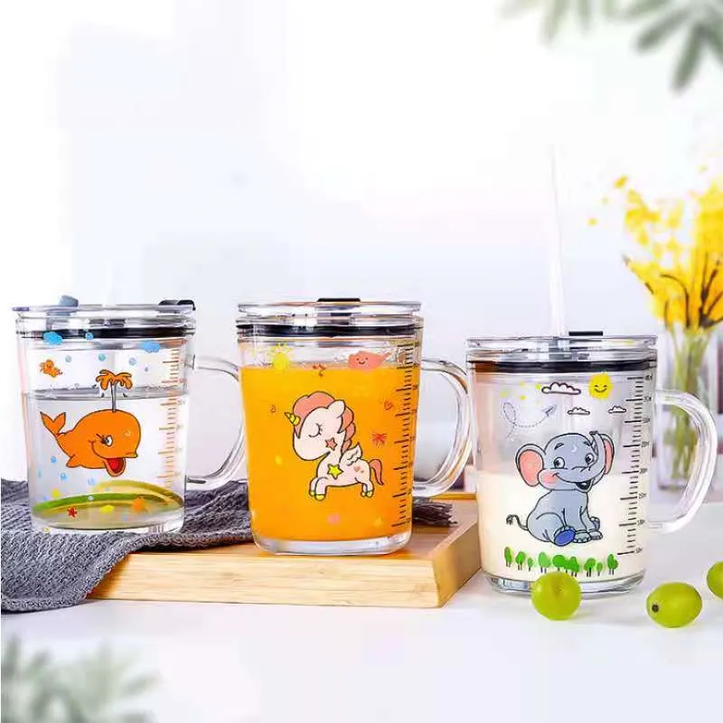 Мультяшный стакан sippy детский для молока с ручкой со шкалой