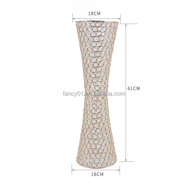 Crystal Vase Gold and Crystal Beaded Floral Vase Centerpiece table centerpiece