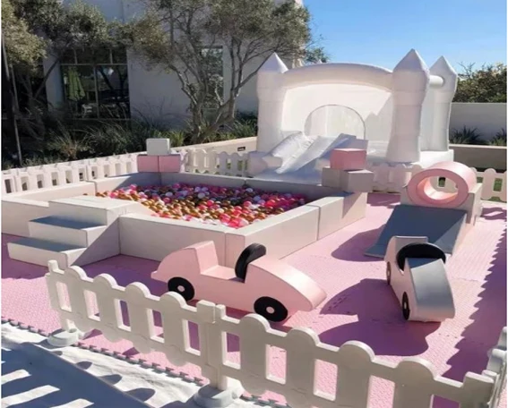 commercial mall soft play ball pit white inflatable soft play zone role play party room castle