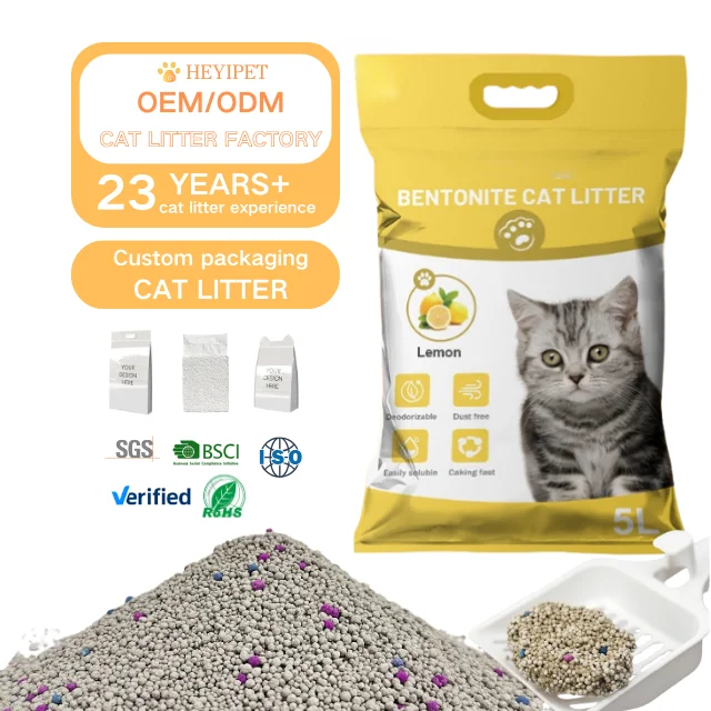 Best-Selling Cat Litter Factory Custom 100% Natural Strong Clumping Fragrant Bentonite Cat Litter
