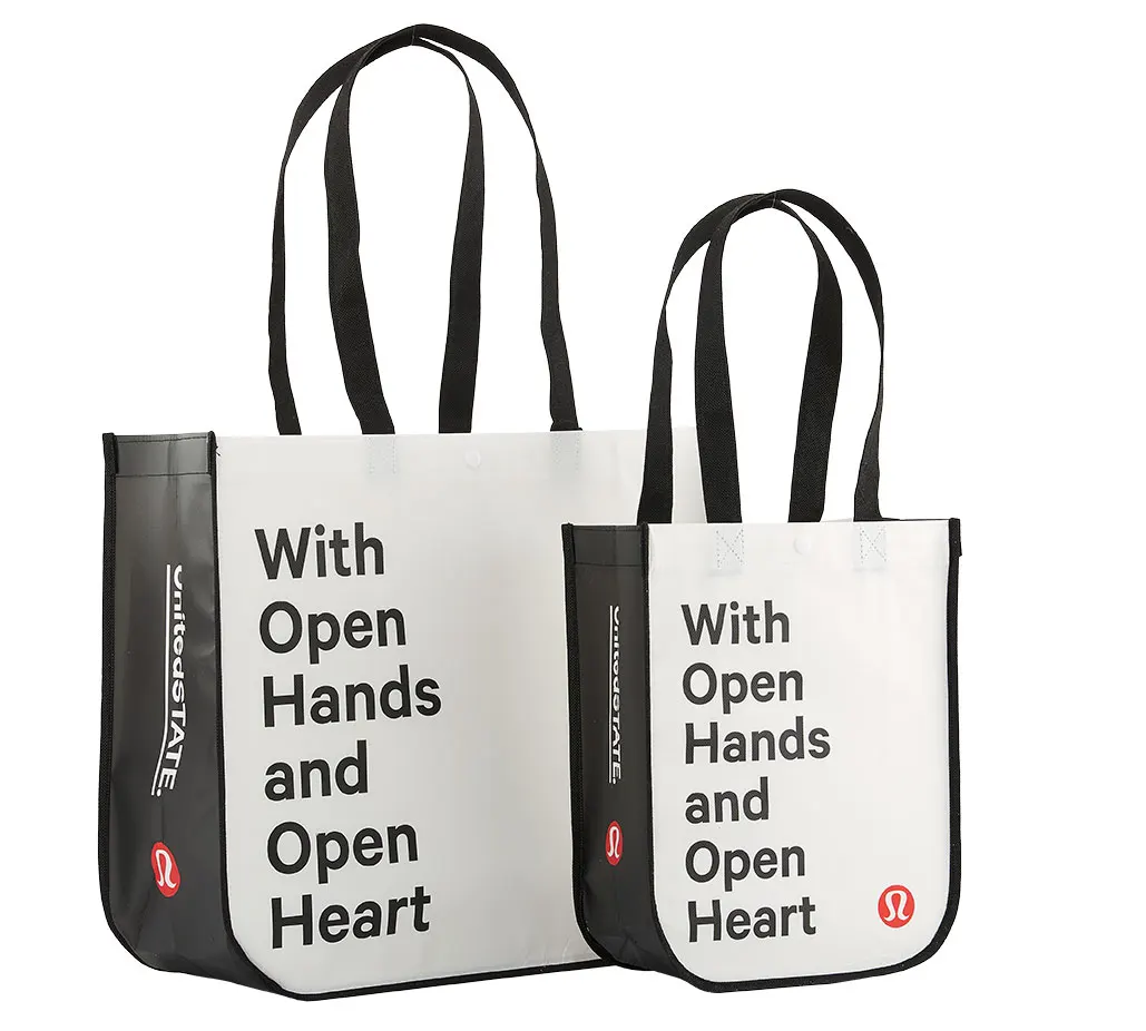Customized Lululemon Style Oem Reusable PP Laminated Non Woven Tote Bags For Promotional