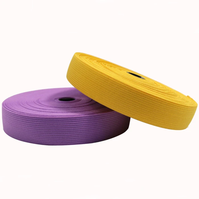 Heavy duty colourful elastic webbing tape stretch knitted elastic band for clothing