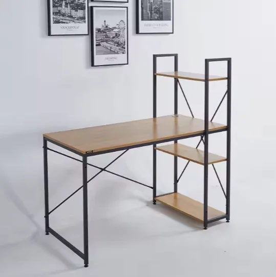 Hot Products Home Office Desk Wooden Computer Desk Classic Wood Desk with Computer Shelf Storage and Book Display Rack