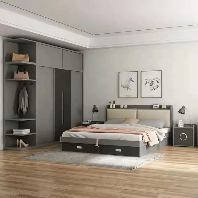 2022 Mdf Master European Style Full Home Queen Bed Room Designs Organization Wooden Modern King Size Hotel Bedroom Furniture Set