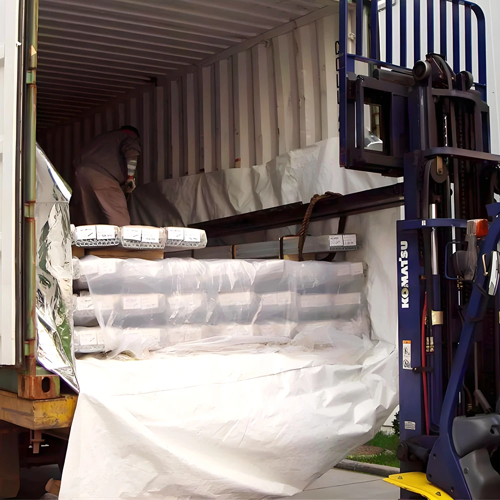 Polyethylene liner bag in 20ft container plastic dry bulk shipping container liners for coffee bean nut feed