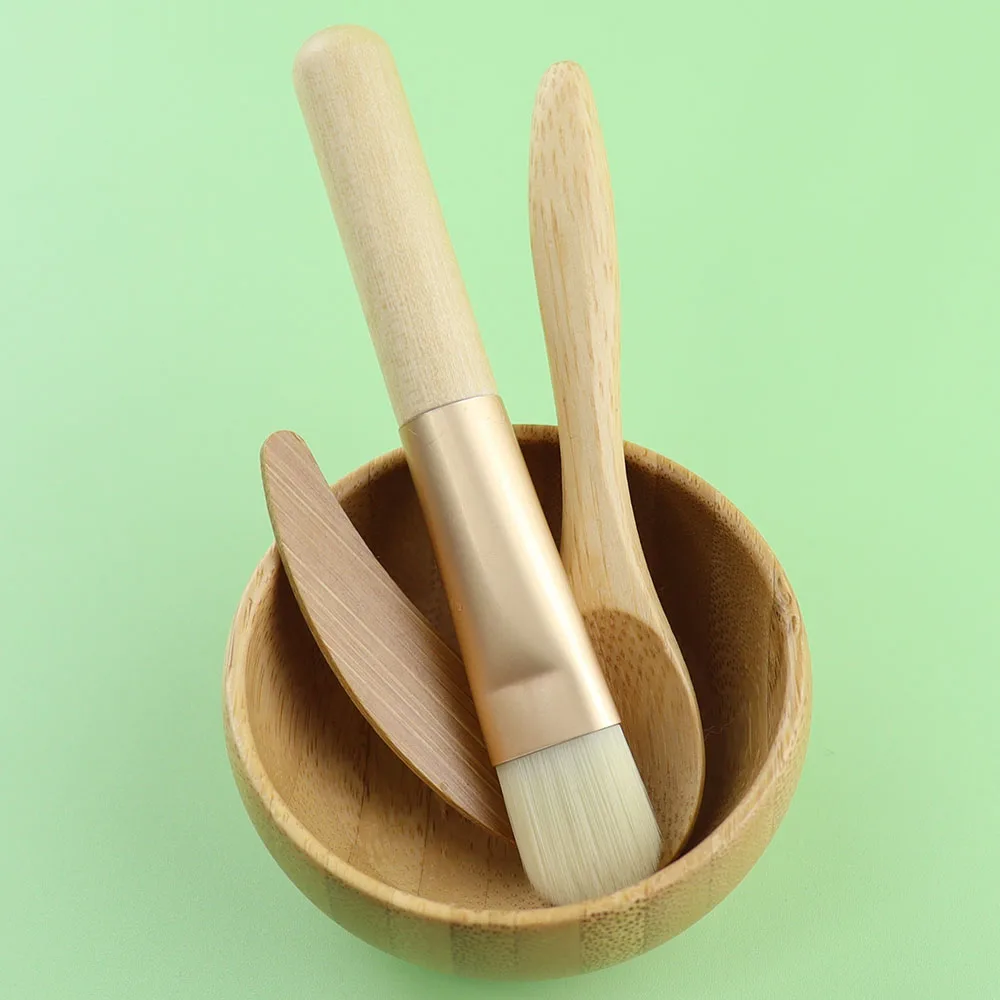 Face Skin Care Cute Mini DIY Cosmetic Clay Cream Jelly Gel Bamboo Facial Mixing Mask Bowl & Brush Spatula and Spoon Sets