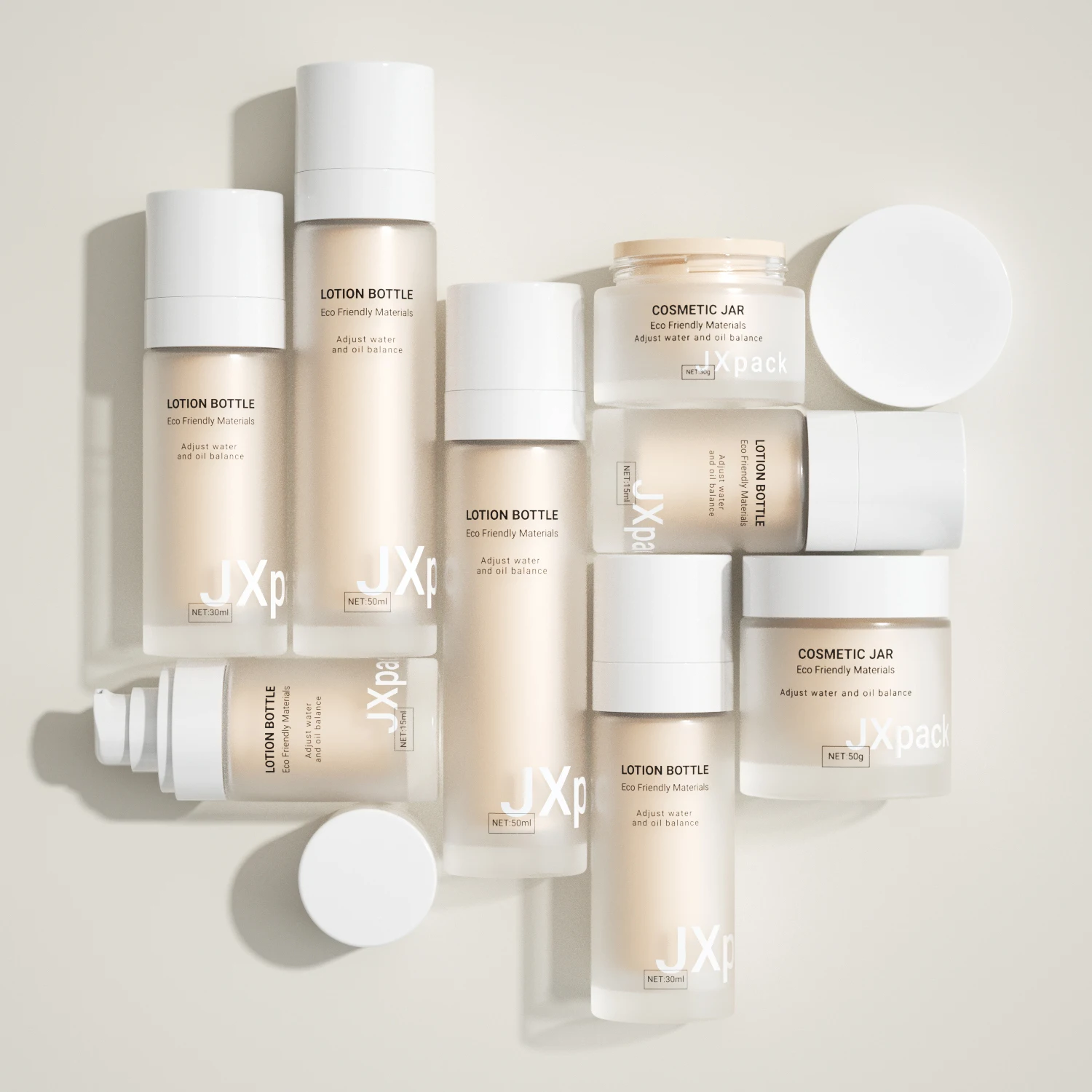 Eco friendly sustainable replaceable cosmetic packaging set custom pink refillable airless skincare lotion serum pump bottle