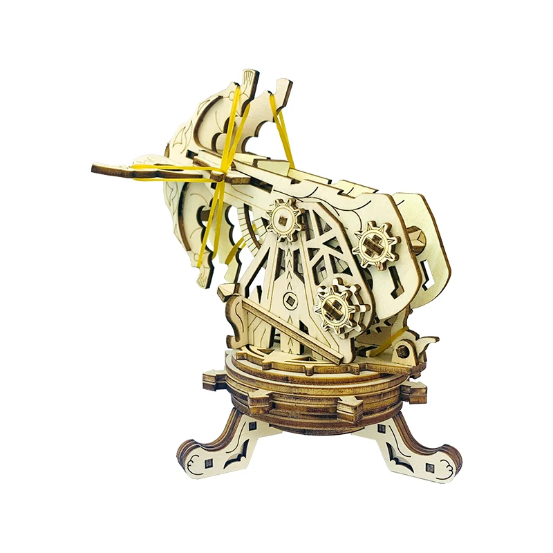 3D Wooden Puzzles for Adults DIY Wooden Ballista Launcher Toy Building Model Kits STEM Projects Toys for Children