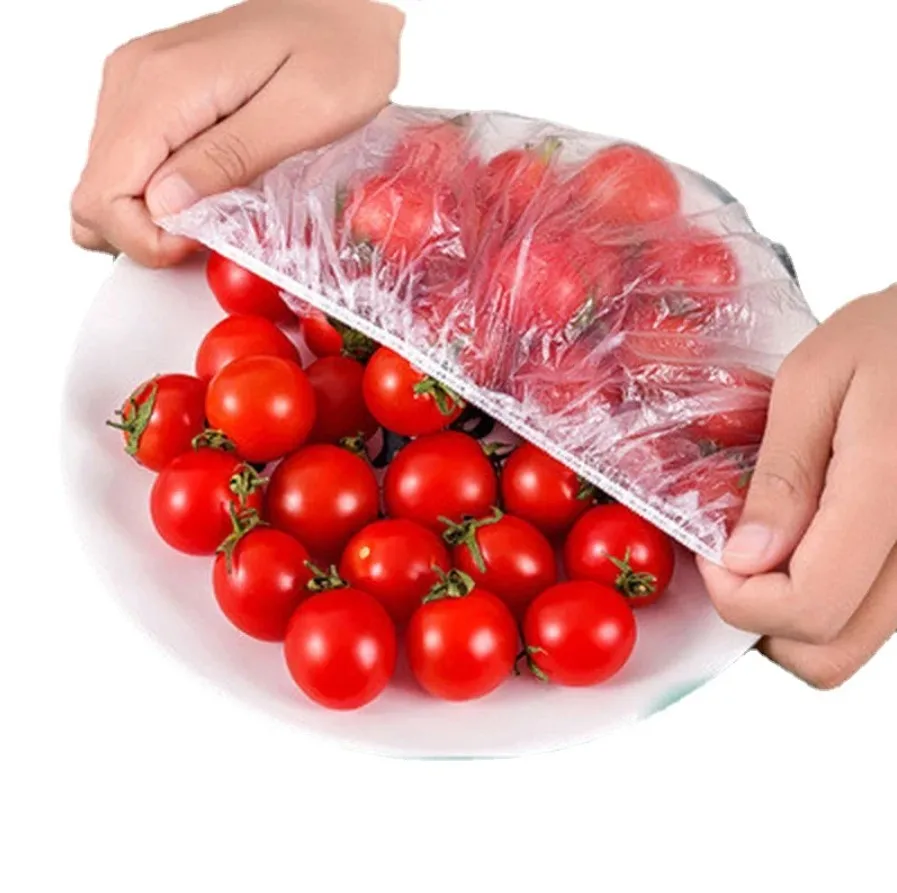 LDPE 100pcs Transparent Kitchen Elastic Disposable Plastic Wrap Food Cling Film Cover
