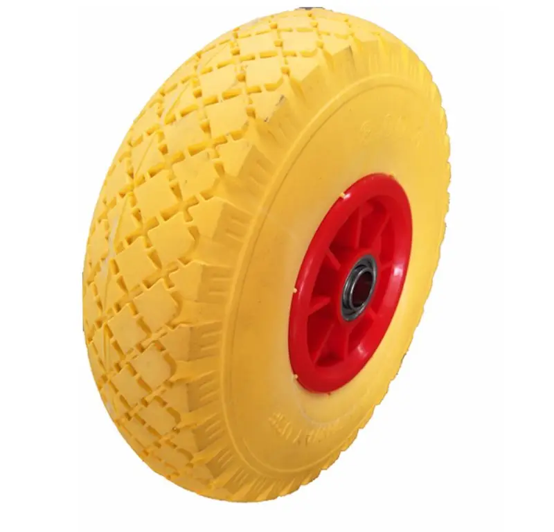 10 inch 3.00-4 flat free pu wheel and Tires wholesale pu solid wheel China Solid PU Polyurethane Foam wheel