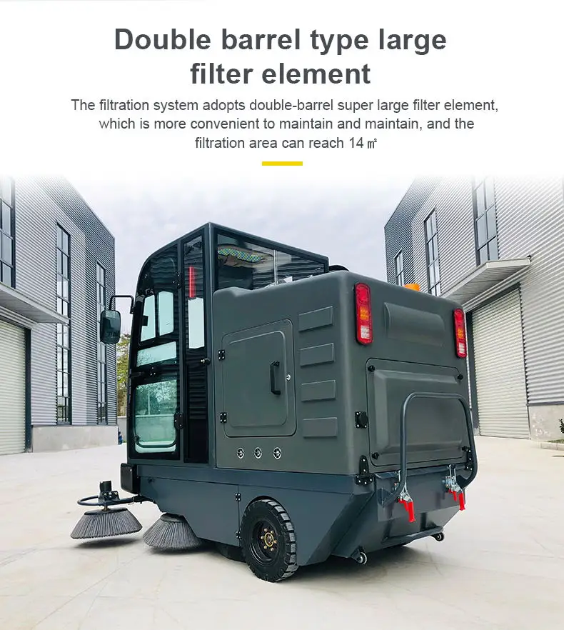 Baiyi S20 Industrial Street Road Sweeper Car Machine Ride On Electric Floor Sweeper