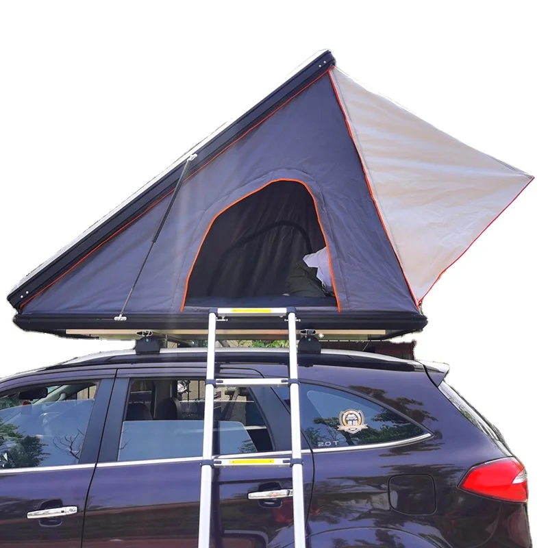2-3 People Car Roof Tent Hard Shell aluminium triangle roof top tent Automotive Rooftop Tent with Aluminum Alloy Folding Ladder