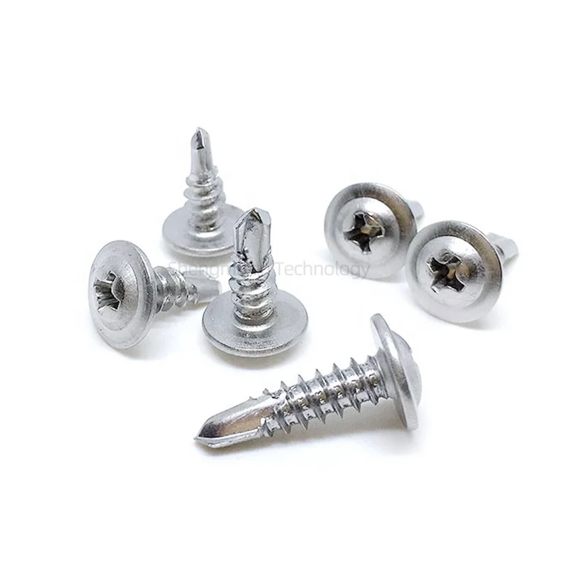 410 Round Truss Head Cross Drill Tail Screw Hex Style Stainless Steel Zinc Finish Metric Measurement System