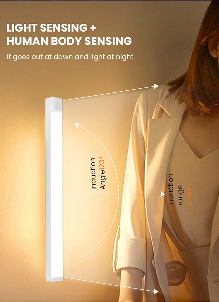 Factory Motion Sensor Mini Smart Battery Operated Adhesive Sticker LED Under Cabinet Light Battery