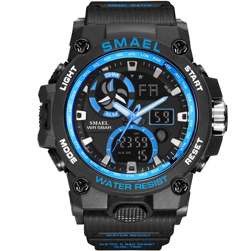 SMAEL Brand 8011 Sport Mens Watch Waterproof LED Digital Alarm Clock Wristwatch Dual Time menstop watch digital stopwatch