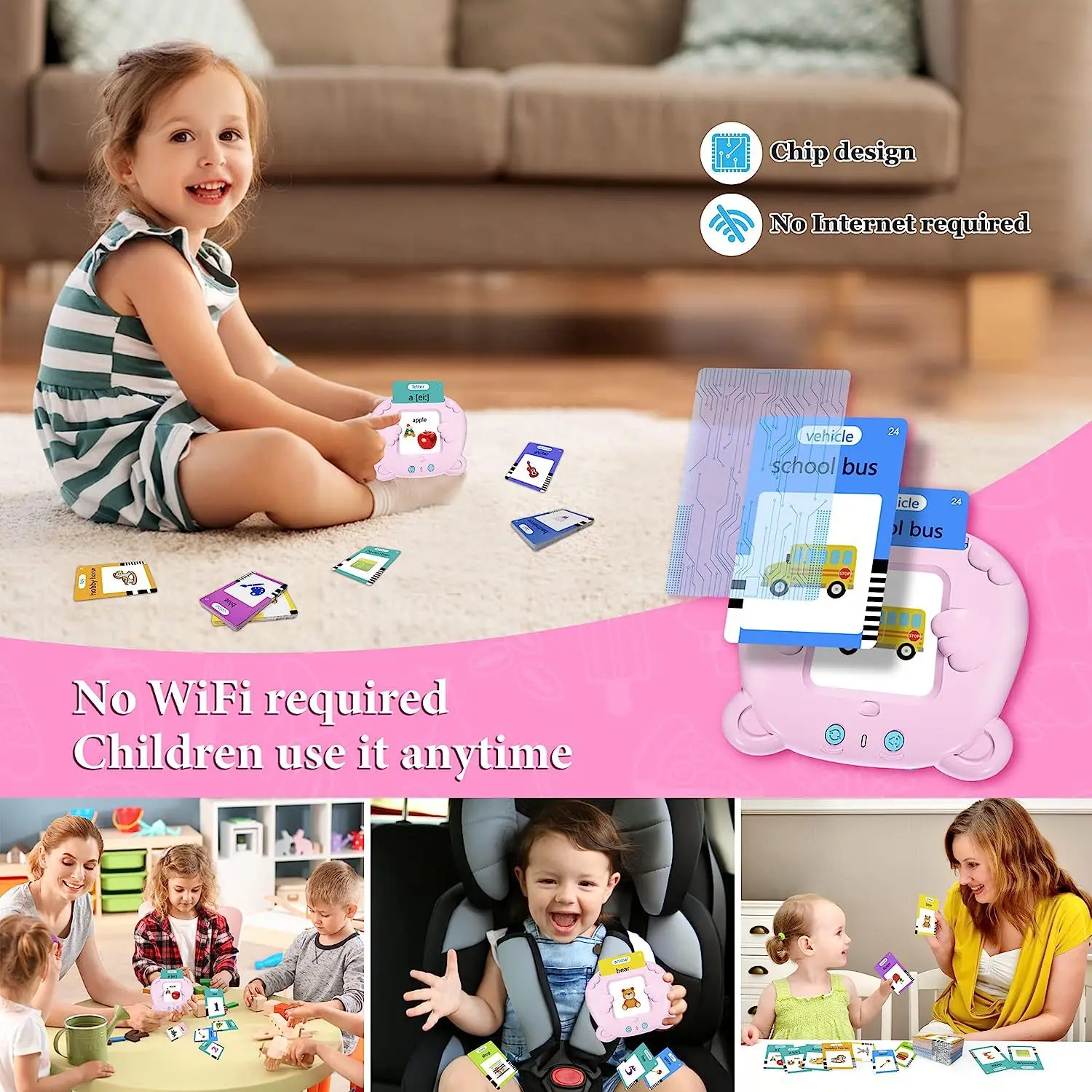 Zhorya Custom Learning Device Educational Toys Kids Flash Card Learning Machine