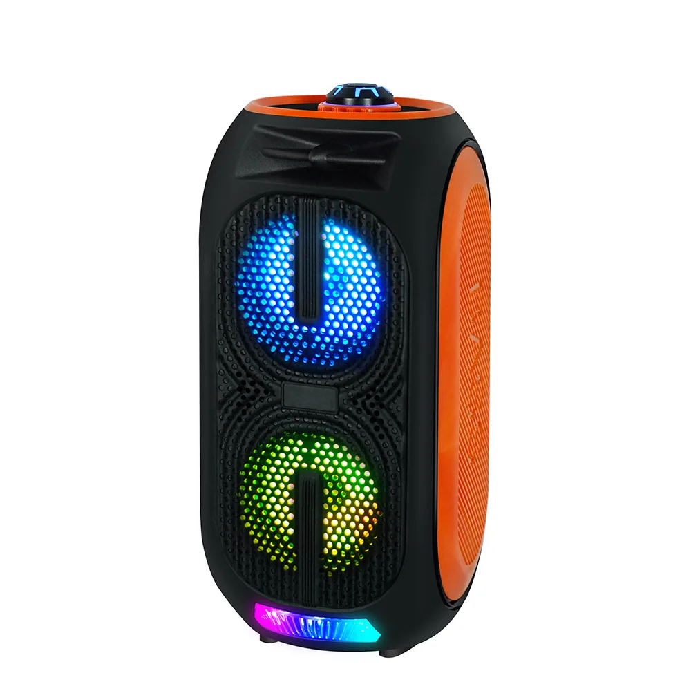New cross-border e-commerce dual four-inch outdoor sports speakers LED lights portable card U disk K song portable audio Y2188